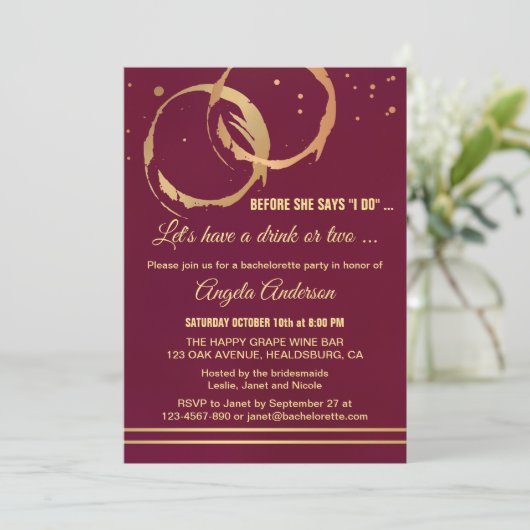 Goldmedaille Junggeselinnen-Abschied Weinkultur un Einladung (Stehend Vorderseite)