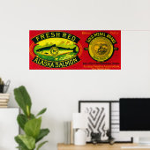 Goldmedaille Lachs kann LabelKodiak Island, AK Poster (Heimbüro)