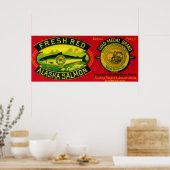 Goldmedaille Lachs kann LabelKodiak Island, AK Poster (Küche)