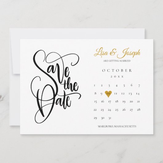 Goldmedaille Liebe Herzkalender QR Hochzeit Save The Date (Vorderseite)
