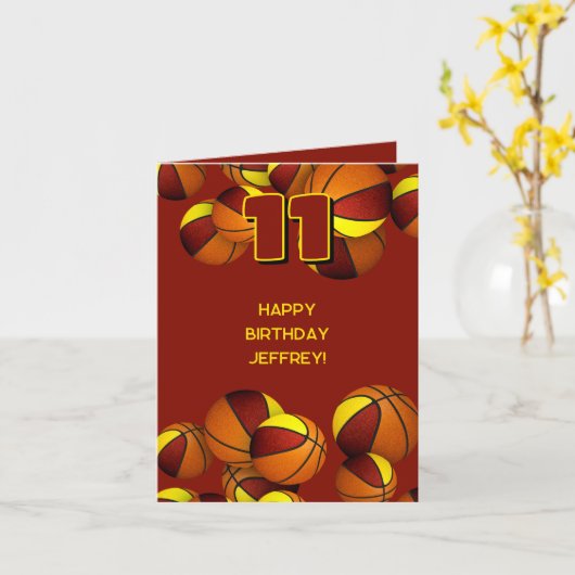 Goldmedaille-Mannschaft färbt Basketball-Kindergeb Karte (Gelbe Blume)