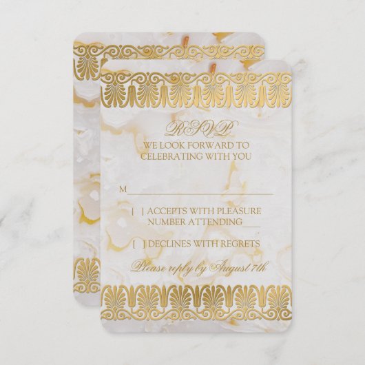 Goldmedaille Marmormarmor Hochzeitsszenierung RSVP Einladung (Vorne/Hinten)