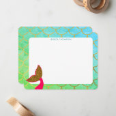 Goldmedaille Maßstäbe Aquamarin Türkis Glitzer Kin Mitteilungskarte (Vorderseite/Rückseite Beispiel)