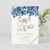 Goldmedaille mit blühender Aquarellfarbe Save the  Date (Stehend Vorderseite)