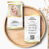 Goldmedaille mit weißem Marmor - Foto QR Code Visitenkarte