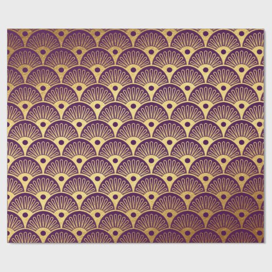 Goldmedaille Plum Lila Plum Scales Art Deco Shel Geschenkpapier (Flach)