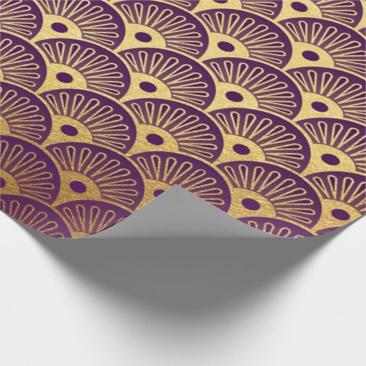 Goldmedaille Plum Lila Plum Scales Art Deco Shel Geschenkpapier (Ecke)