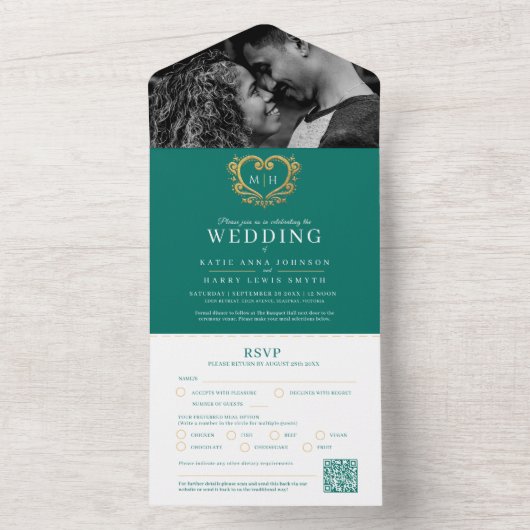 Goldmedaille QR All In One Einladung (Innen Boden)