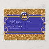 Goldmedaille & Royal Blue Crown Elegante Glam Save Ankündigungspostkarte (Rückseite)
