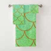 Goldmedaille Scales Aquamarin Türkis Glitzer Badhandtuch Set (Insitu)