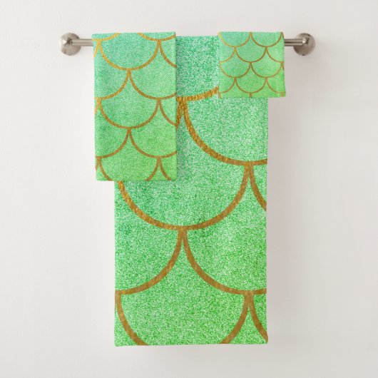 Goldmedaille Scales Aquamarin Türkis Glitzer Badhandtuch Set (Insitu)