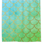 Goldmedaille Scales Aquamarin Türkis Glitzer Duschvorhang (Vorderseite)