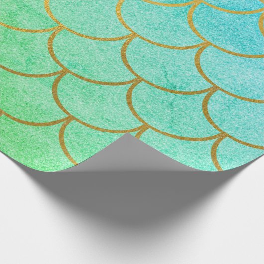 Goldmedaille Scales Aquamarin Türkis Glitzer Geschenkpapier (Ecke)