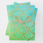 Goldmedaille Scales Aquamarin Türkis Glitzer Geschenkpapier Set (Beispiel)