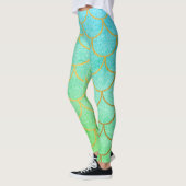 Goldmedaille Scales Aquamarin Türkis Glitzer Leggings (Links)