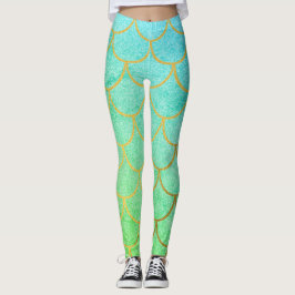 Goldmedaille Scales Aquamarin Türkis Glitzer Leggings