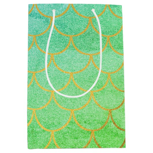 Goldmedaille Scales Aquamarin Türkis Glitzer Mittlere Geschenktüte (Vorderseite)