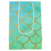 Goldmedaille Scales Aquamarin Türkis Glitzer Mittlere Geschenktüte (Rückseite)