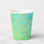 Goldmedaille Scales Aquamarin Türkis Glitzer Pappbecher (Links)