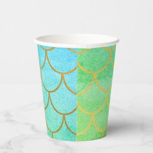 Goldmedaille Scales Aquamarin Türkis Glitzer Pappbecher (Rechts)