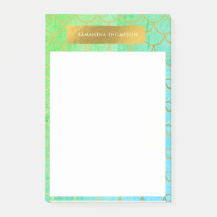 Goldmedaille Scales Aquamarin Türkis Glitzer Post-it Klebezettel