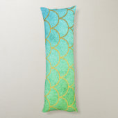 Goldmedaille Scales Aquamarin Türkis Glitzer Seitenschläferkissen (Rückseite (Vertikal))