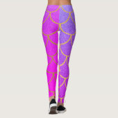 Goldmedaille Scales Pink Lila Glitzer Leggings (Rückseite)