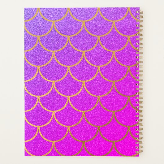 Goldmedaille Scales Rosa Lila Glitzer Monogram Planer (Rückseite)