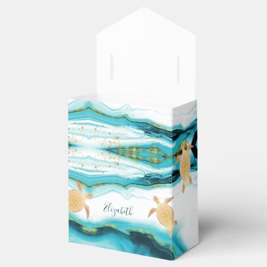 Goldmedaille Schildkröten Küste Custom Geburtsdatu Geschenkschachtel (Geöffnet)