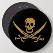 Goldmedaille & Schwerter Piratenflagge des Jacks C Button (Vorne & Hinten)