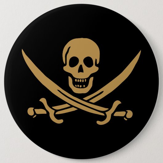 Goldmedaille & Schwerter Piratenflagge des Jacks C Button (Vorderseite)