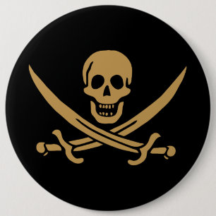 Goldmedaille & Schwerter Piratenflagge des Jacks C Button