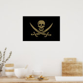 Goldmedaille & Schwerter Piratenflagge des Jacks C Poster (Küche)