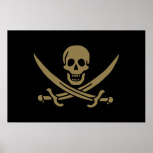 Goldmedaille & Schwerter Piratenflagge des Jacks C Poster