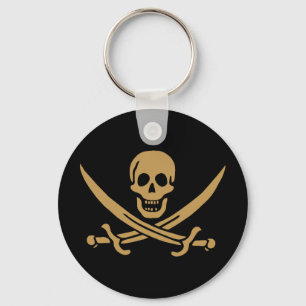 Goldmedaille & Schwerter Piratenflagge des Jacks C Schlüsselanhänger