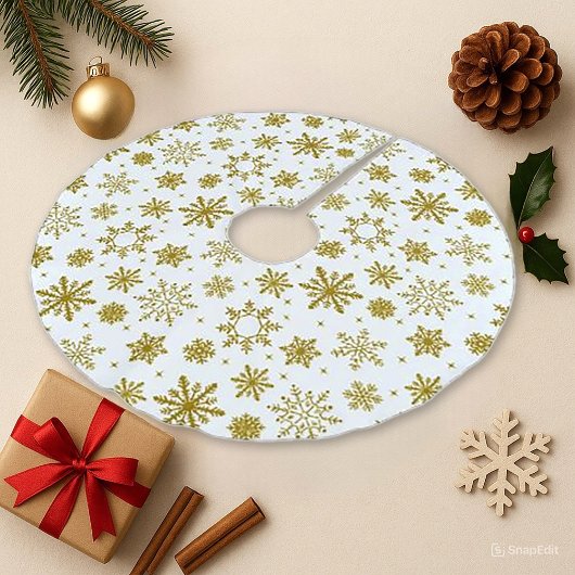 Goldmedaille Snowflake Weißer Elegante Polyester Weihnachtsbaumdecke