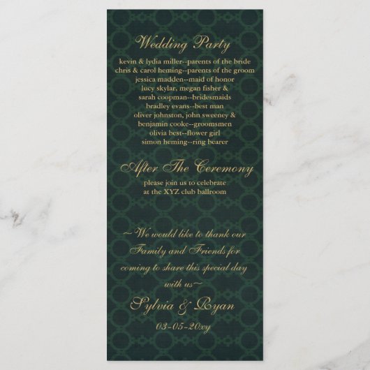 Goldmedaille Snowflakes Hochzeitsprogramme Teeläng Programm (Rückseite)