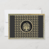 Goldmedaille Swirl Tree Gold Border Wedding RSVP (Rückseite)