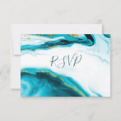 Goldmedaille Turquoise Beach Hochzeit RSVP Karte (Rückseite)