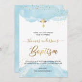 Goldmedaille und blaue Wasserfarben Dankeskarte (Vorne/Hinten)