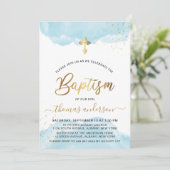 Goldmedaille und blaue Wasserfarben Einladung (Stehend Vorderseite)