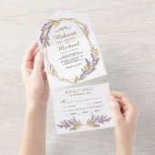 Goldmedaille und Blumenzehen in Lavendel All In One Einladung (Abreißen)