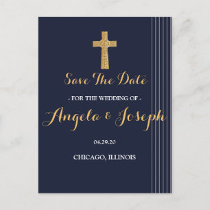 Goldmedaille und elegante Typografie Save the Date Postkarte