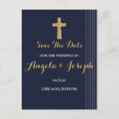 Goldmedaille und elegante Typografie Save the Date Postkarte (Vorderseite)