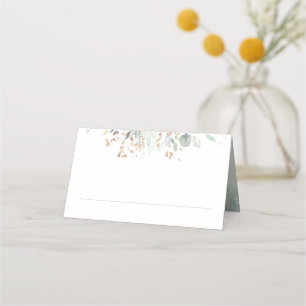 Goldmedaille und Eukalyptus Greenerity Wedding Platzkarte