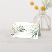 Goldmedaille und Eukalyptus Greenerity Wedding Platzkarte (Rückseite)