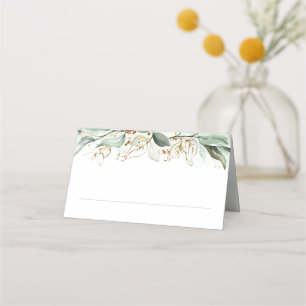 Goldmedaille und Eukalyptus Greenerity Wedding Platzkarte