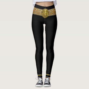 Goldmedaille und griechischer Schlüssel für schwar Leggings