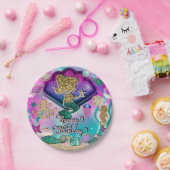 Goldmedaille und Muscheln unter dem Party Pappteller (Party)