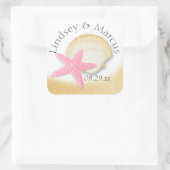 Goldmedaille und rosafarbener Sparkassenstrand Quadratischer Aufkleber (Tasche)